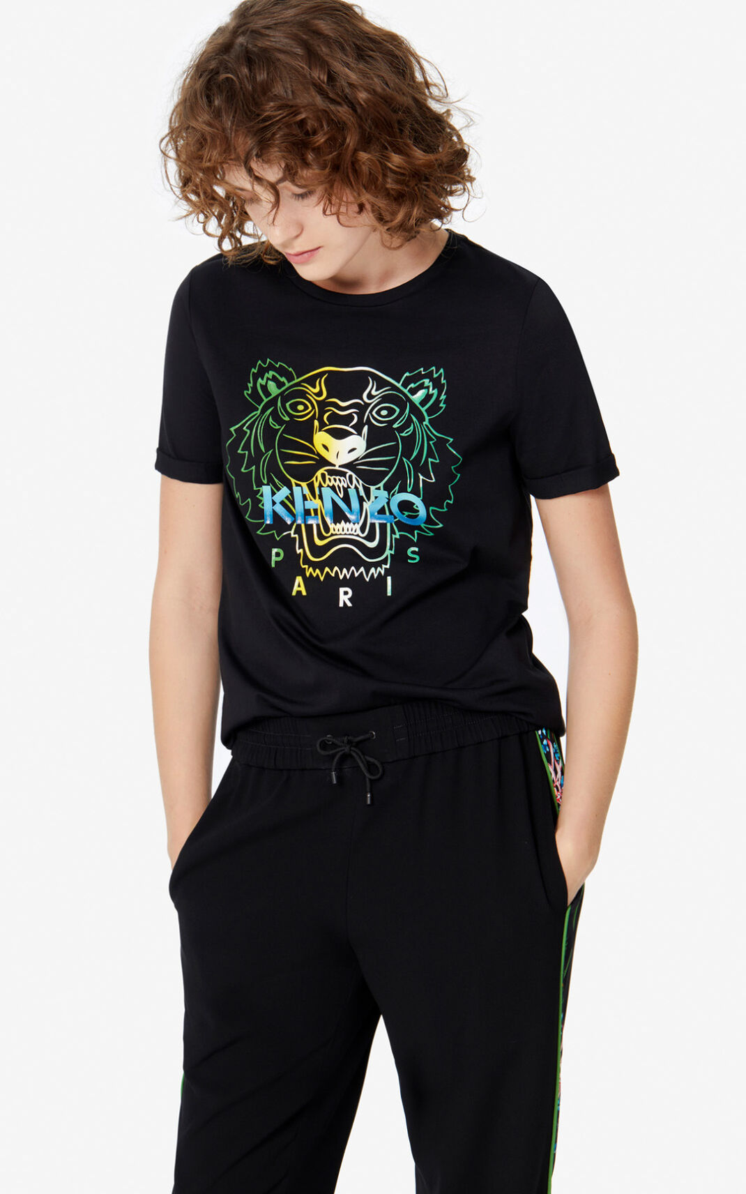 Camiseta Kenzo Wet Tiger Feminino - Pretas | 189AILKGC